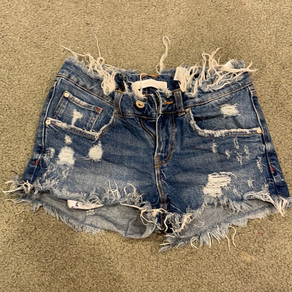ZARA Destroyed Jean Shorts